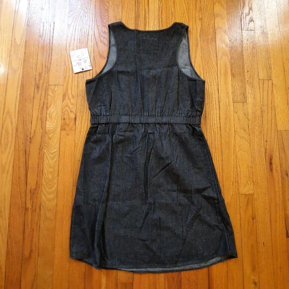 Derek Heart Gray Black Denim Zipper Sleeveless Mini Dress  Size Large   NWT - Picture 8 of 8